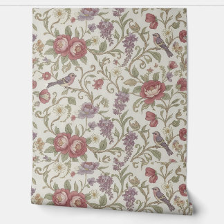 Peel en Stick Wallpaper –  Bloemvogels Behang