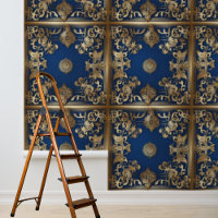 Peel en Stick Wallpaper Blue Gold