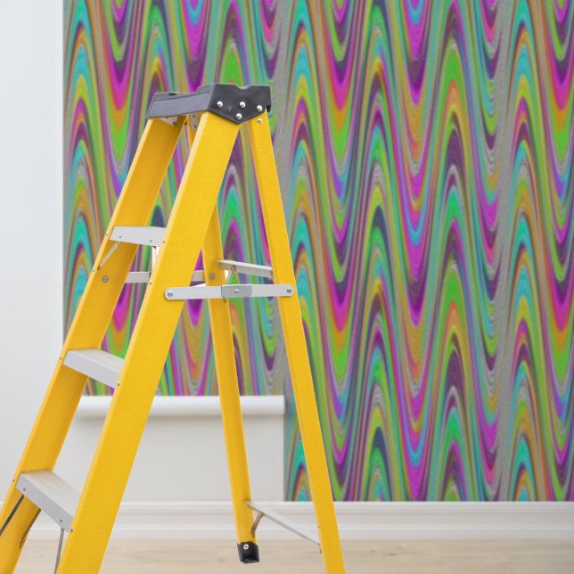 Peel en Stick Wallpaper Kleurrijke Wave Pattern Behang (Peel and Stick Wallpaper Colourful Wave Pattern Wallpaper)