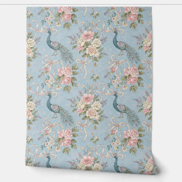 Peel en Stick Wallpaper –  Pauw in Blauw Behang