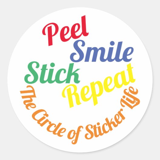 “Peel, Smile, Stick, Repeat” sticker (Voorkant)