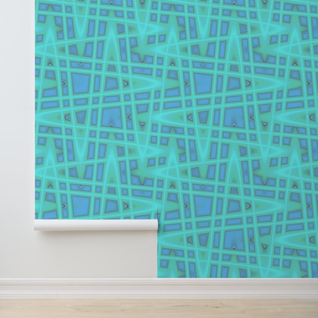 Peel Stick Blauw Groen Zigzag geometrisch patroon Behang (Applicatie)