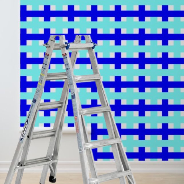 Peel Stick geometrisch blauw wit controlepatroon Behang (Creator heeft geüpload)