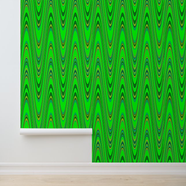 Peel Stick Groen Geel Zigzag geometrisch patroon Behang (Applicatie)