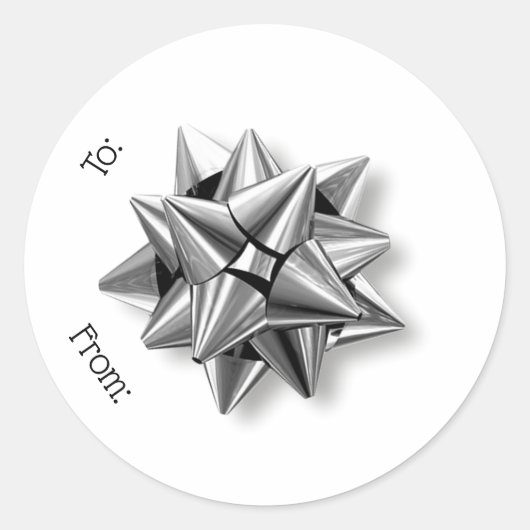 Peel & Stick Silver Bow Christmas Gift Label (Voorkant)