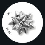 Peel & Stick Silver Bow Christmas Gift Label<br><div class="desc">Gebruik dit Peel & Stick Silver Bow Christmas Gift Label voor uw kerstcadeaus dit vakantieseizoen.</div>
