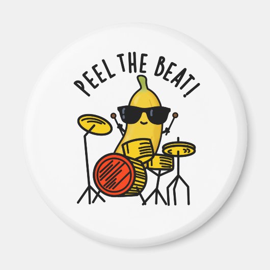 Peel the Beat Cute Banana Drummer Pun Magneet (Voorkant)
