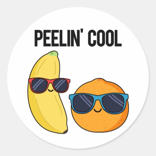 Peelin Cool Funny Fruit Pun Ronde Sticker (Voorkant)