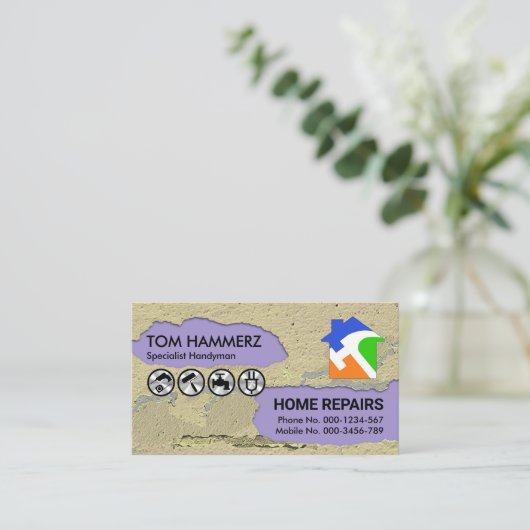 Peeling gips verf handyman visitekaartje (Staand voorkant)