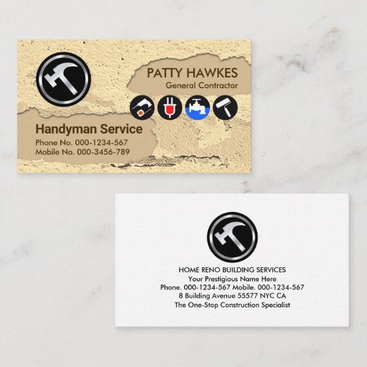 Peeling gipsverf Handyman Visitekaartje (Voorkant / Achterkant)