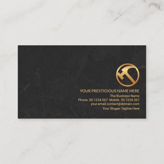 Peeling Gold Wallpaper Black Marble Grunge Builder Visitekaartje (Achterkant)