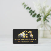 Peeling Verf Gold Home op Black Grunge Visitekaartje (Staand voorkant)