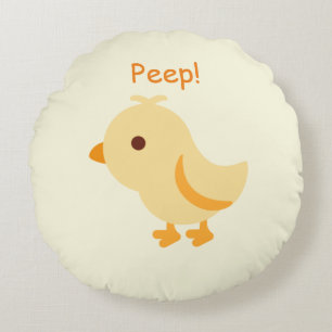 Peep Chick Yellow Cute Nursery Boys Girls Rond Kussen
