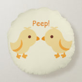 Peep Chick Yellow Cute Nursery Boys Girls Rond Kussen (Achterkant)