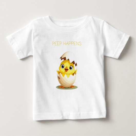 Peep Happens" Schattige Chick Baby T-shirt (Voorkant)