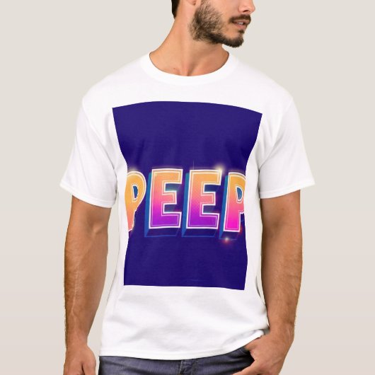 PEEP Neon Gradient T-Shirt | Retro 80s Synthwave T (Voorkant)