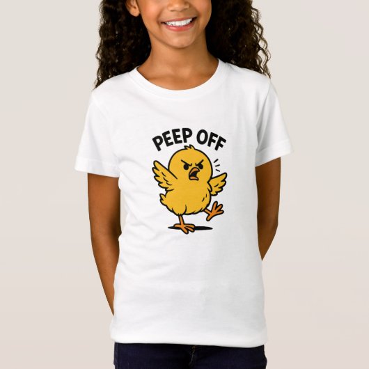 "Peep Off" - Grappig Angry Chick T-shirt (Voorkant)