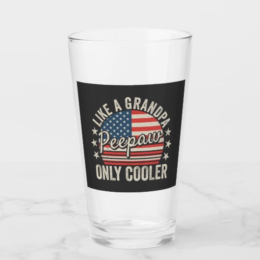 Peepaw Like A Grandpa Only Cooler USA Flag DK Glas (Voorkant)