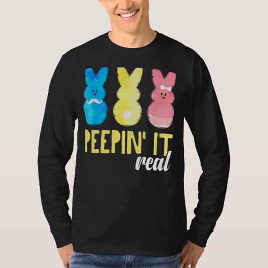 Peepin It Echt Shirt Happy Easter Bunny Egg Hunt (Voorkant)