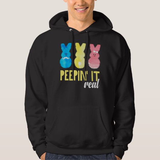Peepin It Echt Shirt Happy Easter Bunny Egg Hunt (Voorkant)