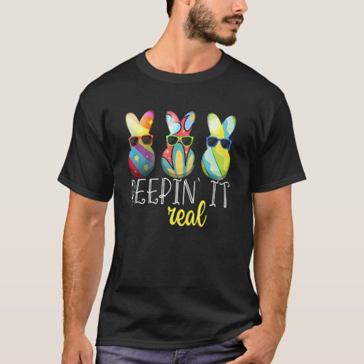 Peepin It Real Happy Easter Bunny Egg Hunt Kind Hi T-shirt (Voorkant)