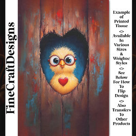 Peeping Chick in bril en rode hart BX9 decoupage Tissuepapier