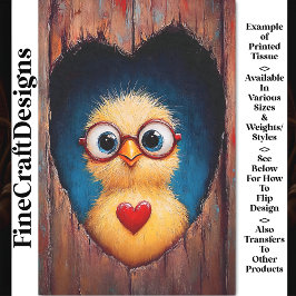 Peeping Chick in bril en rood hart BY1 Decoupage Tissuepapier