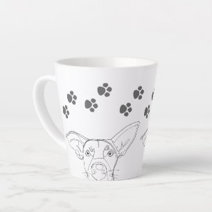 Peeping Dog Face en Paw Prints Latte Mok