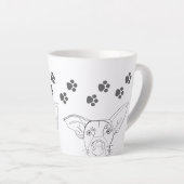 Peeping Dog Face en Paw Prints Latte Mok (Rechterhoek)