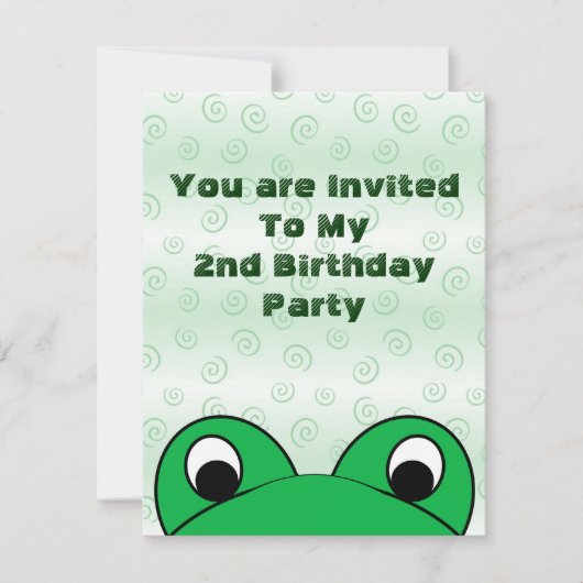 Peeping Frog Birthday Party Invitation Kaart (Voorkant)
