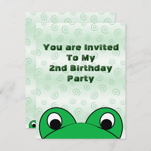 Peeping Frog Birthday Party Invitation Kaart (Voorkant / Achterkant)