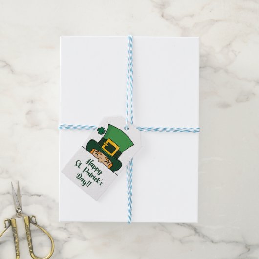 Peeping Leprechaun, St. Patrick's Day Party Cadeaulabel (Met Touw)