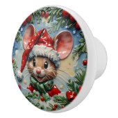 Peeping Mouse Kerstmis Keramische Knop (Rechts)