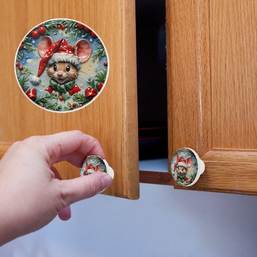 Peeping Mouse Kerstmis Keramische Knop