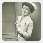 Peeping Nurse Vierkante Sticker (Voorkant)