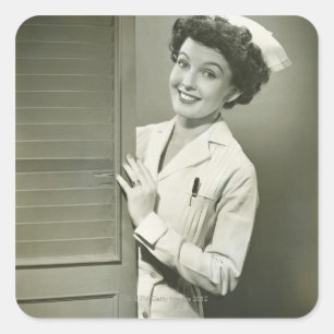 Peeping Nurse Vierkante Sticker