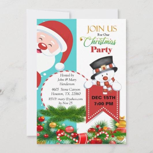 Peeping Santa Kerstfeest Uitnodiging (Voorkant)