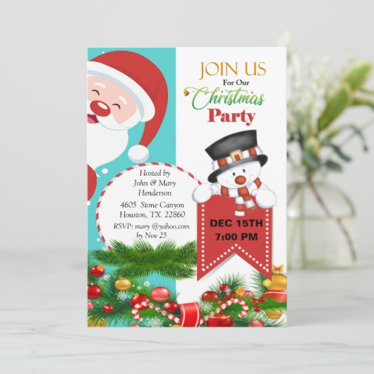 Peeping Santa Kerstfeest Uitnodiging (Staand voorkant)