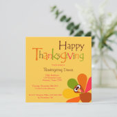 Peeping Turkey Thanksgiving Diner Uitnodiging (Staand voorkant)