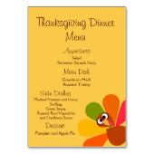 Peeping Turkije Thanksgiving Menu Plaatsen Kaarten (Achterkant)