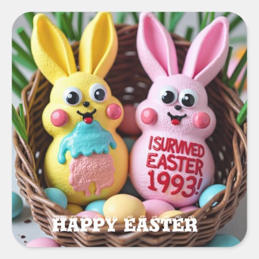 Peeps Gone Wrong" Sticker Sheet – 90s Easter Fail (Voorkant)