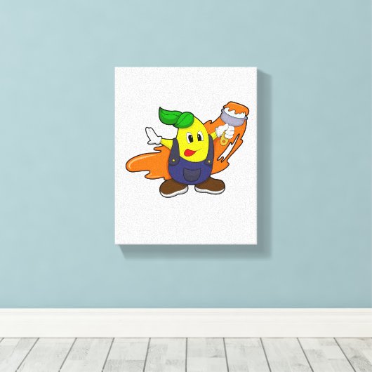 Peer als Schilder met de borstel van de Verf Canvas Afdruk (Insitu (Houten vloer))