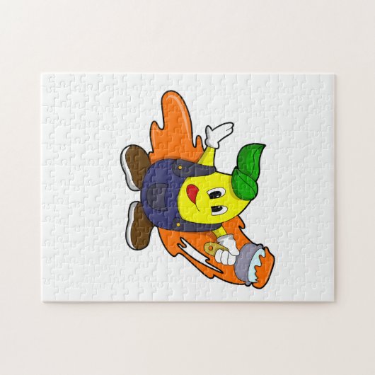 Peer als Schilder met de borstel van de Verf Legpuzzel (Horizontaal)