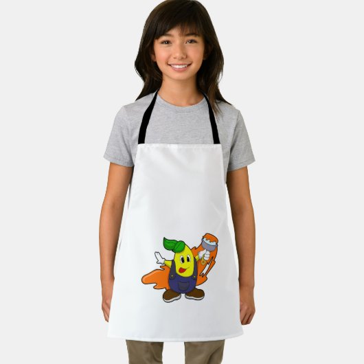 Peer als Schilder met de borstel van de Verf Schort (Insitu)