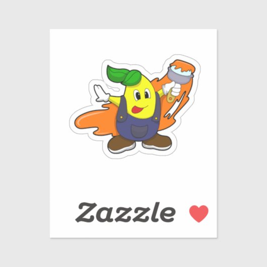 Peer als Schilder met de borstel van de Verf Sticker (Vel)