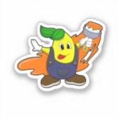 Peer als Schilder met de borstel van de Verf Sticker (Voorkant)