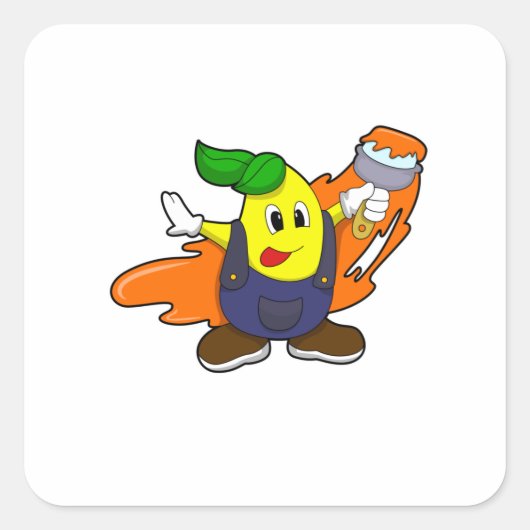 Peer als Schilder met de borstel van de Verf Vierkante Sticker (Voorkant)