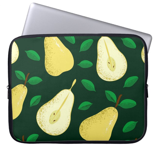  peer botanisch: lichtgroen laptop sleeve (Voorkant)