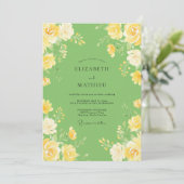 Peer Citroen Ranunculus Eucalyptus Bruiloft Kaart (Staand voorkant)