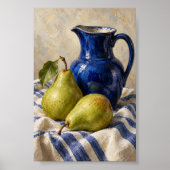 Peer en blauwe vaas kunstprint poster (Voorkant)